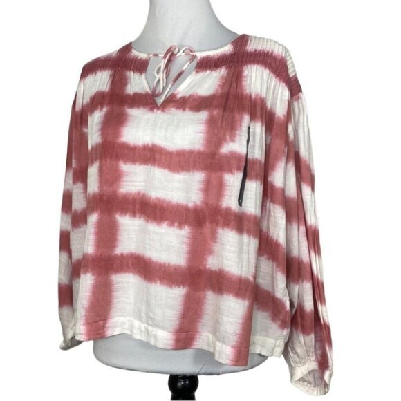 Lucky Brand Women's NWT White Modal Tie Dye Peasant BOHO Tunic Blouse S/C54 - Picture 3 of 9